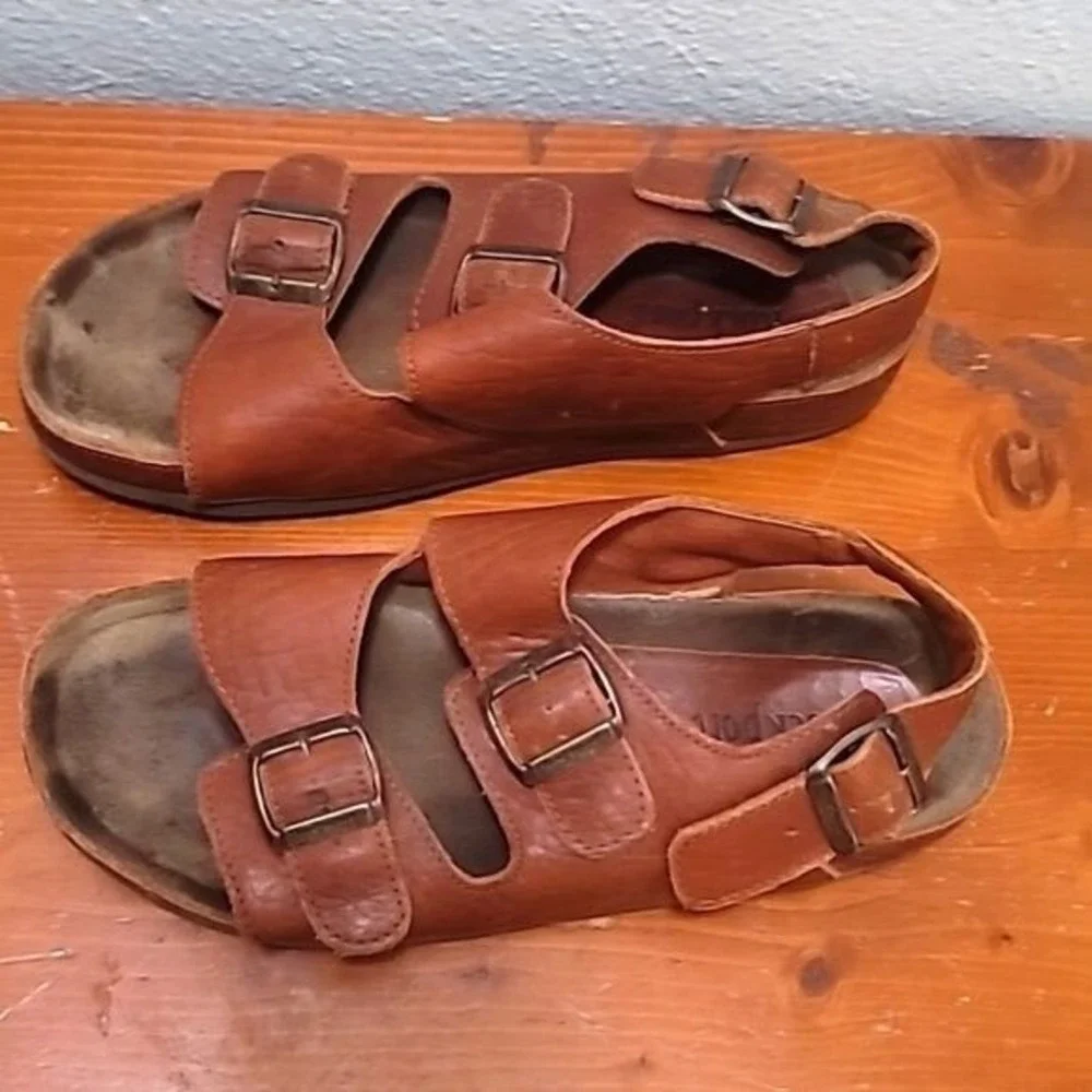 ROCKPORT MEN'S TWO STR FISHERMAN BROWN LEATHER SANDAL SIZE 10.5‎